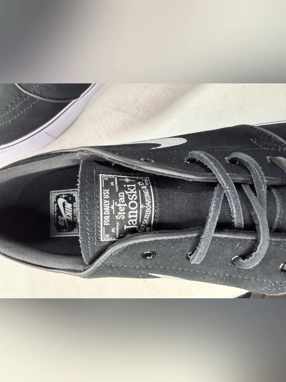 Nike SB Zoom Janoski OG+ Black and White Suede Skate Sneakers with foam and cork